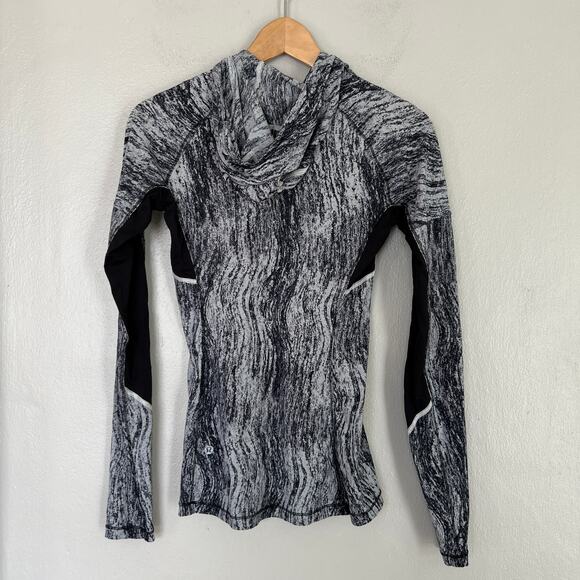 Lululemon Runbeam Hoodie Top Half Zip Texture Twist Athletic Black Gray Women 4 - Picture 2 of 11